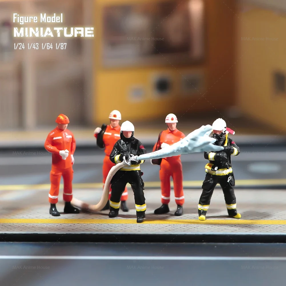 Miniatures 1/87 1/64 1/43 1/24 1/18 Lifeguards Firefighters Spray Water Model Unpainted Creative Photography Scene Dolls Toys