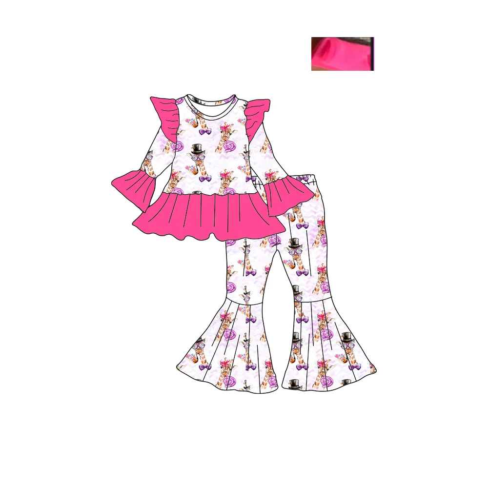 لوازم ماكياج اللباس المطبوعة بأكمام طويلة الدانتيل متوهج السراويل الفتيات مجموعة الحليب الحرير مخصص بالجملة #1