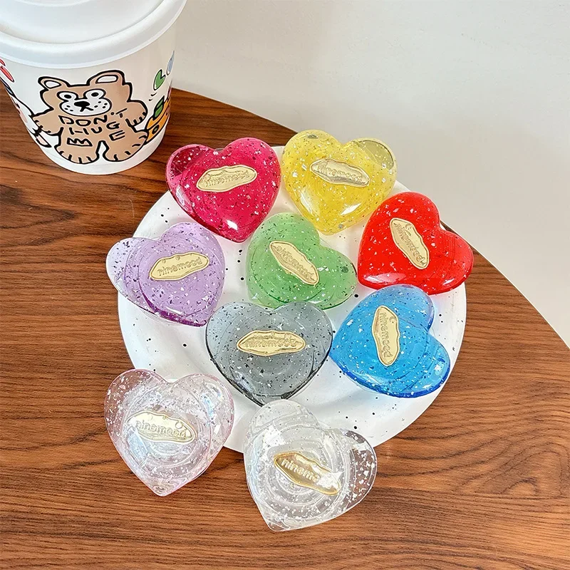 

Korean Jelly Color Love Heart Holder Universal Smart Tok Lazy Bracket For iPhone Samsung Foldable Griptok Stand Socket