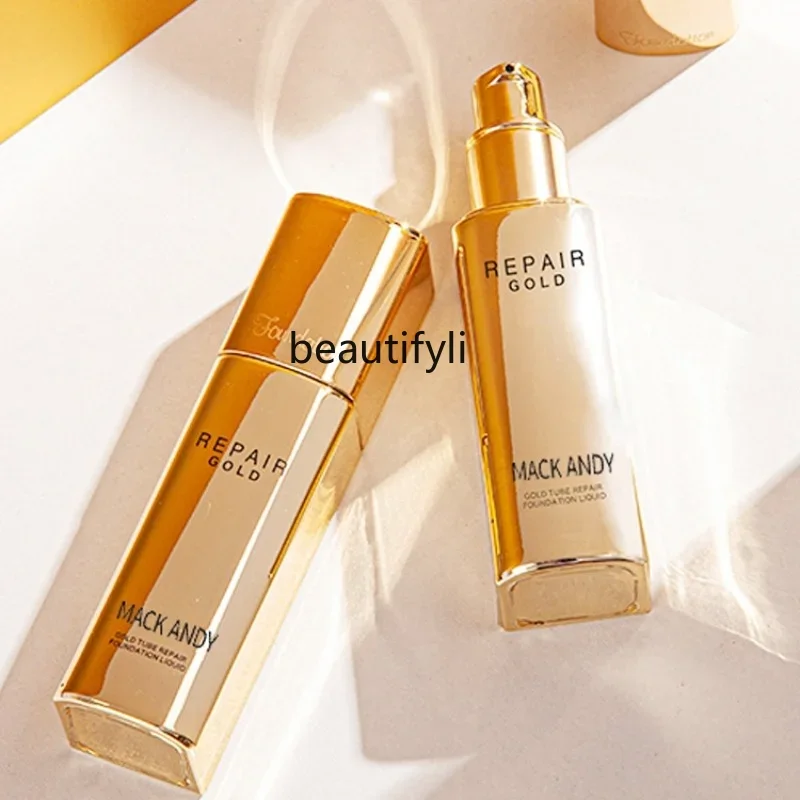 

zq Maco Andy Gold Diamand Facial Repair Liquid Foundation Dry Skin Oily Skin Concealer Long Lasting Smear-Proof Makeup