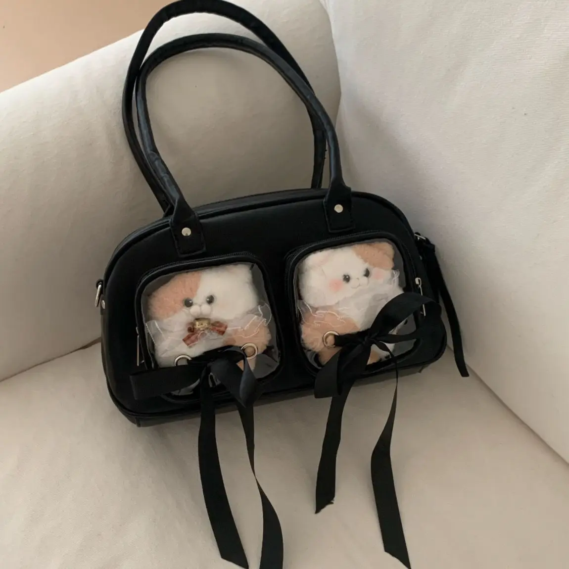 

HAEX винтажные женские сумки Ita из искусственной кожи, 2025, кукольное шоу «сделай сам», Бостон, подмышки, плечо, Bolso Mujer, женские сумки с лентой и бантом, повседневные сумки для поездок на работу