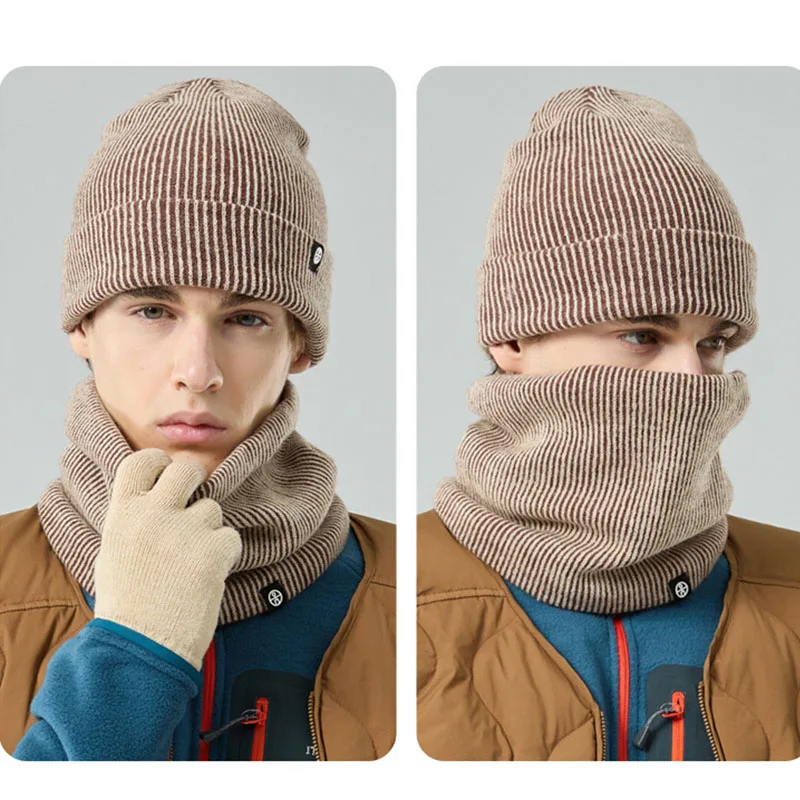 النساء الرجال 3 قطعة القبعات الشتوية مجموعة قفازات سنود بسيطة بلون بيني النساء رجل الشتاء قبعات مجموعة الأغطية Skullies سميكة الدافئة #3