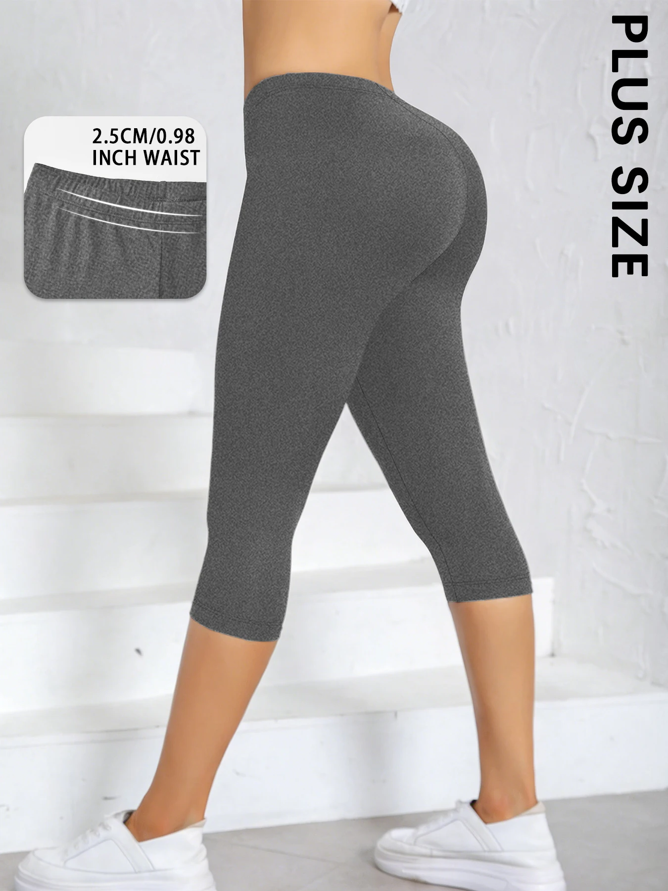 

Plus Size Women Yoga Athletic Pants Super Soft Capri No See Through for Running Workout Home Casual Leggings