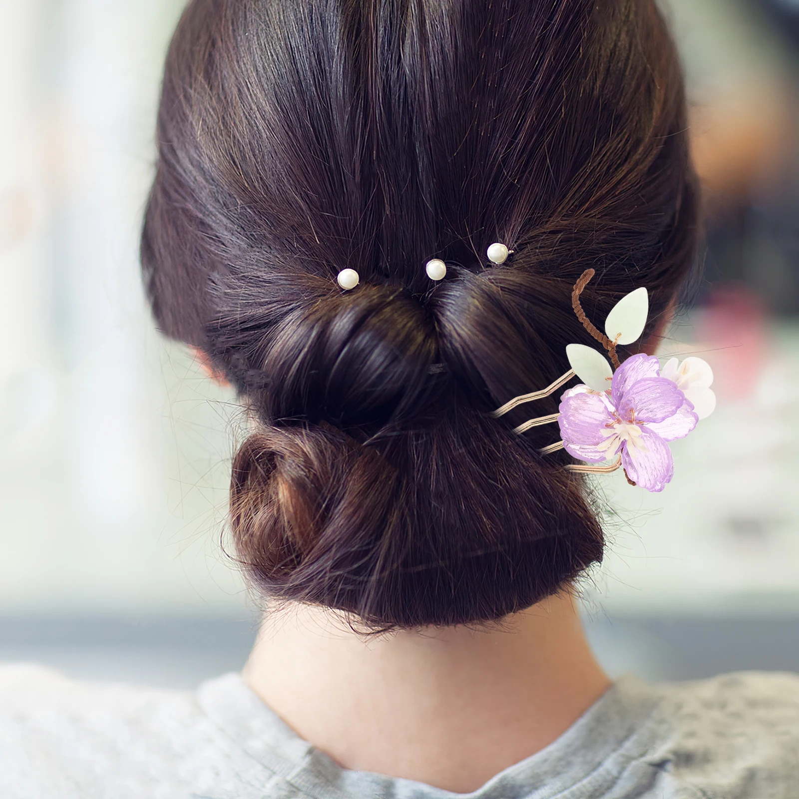 

Flower Hairpin Decorative Acrylic Pins Wedding Girls Stick Buns Floral Elegant Accessories Styling Comfortable