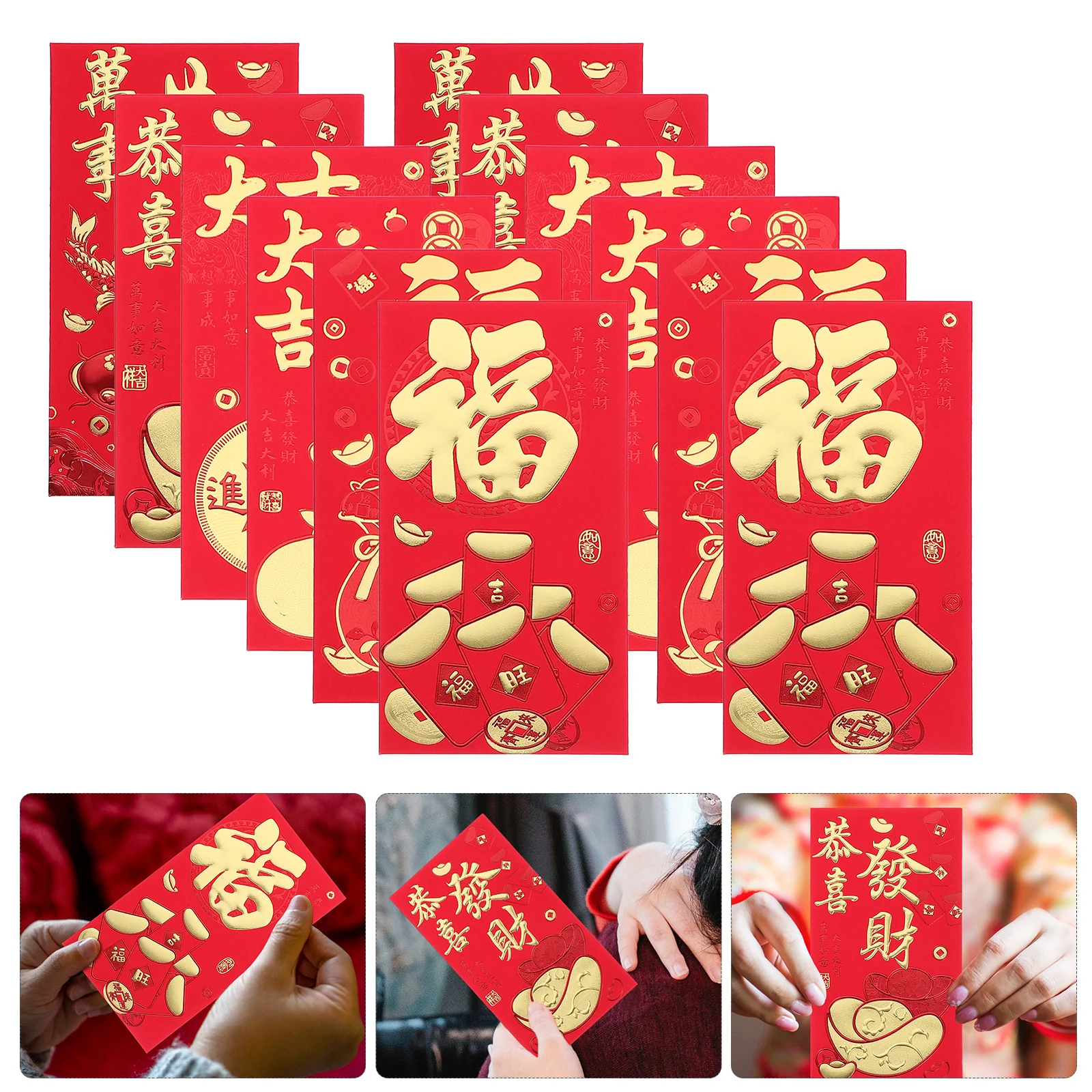 

30 шт. бумажные красные конверты 2024 удачи денежные пакеты традиционный и креативный дизайн для новогодних подарков весенний фестиваль красные конверты