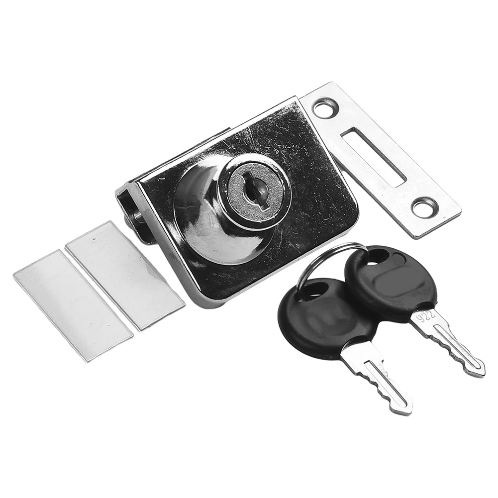 48*35mm Glass Cabinet Lock Bright Exterior Convenient For Staff Management Easy To Install Suitable For 5-8mm Glass