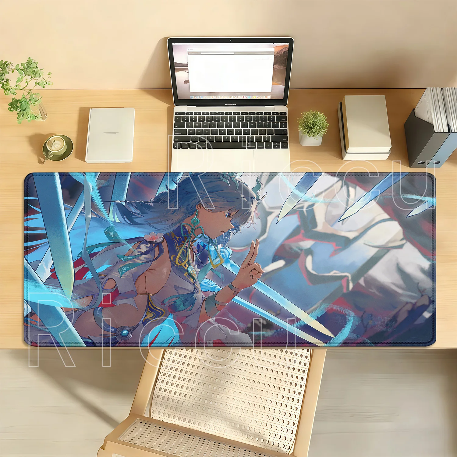 Gaming Wuthering Waves Qingxiao Overlock Mousepad Large Keyboard Non-slip Base Mousepad Offices Accessories HD Printing Desk Mat