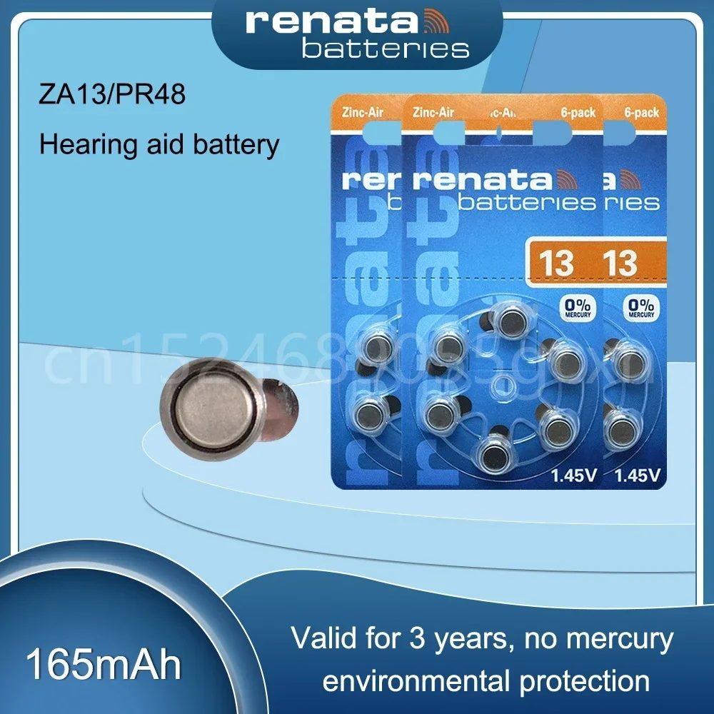 Renata 1.45V 305mAh Zinc Air Hearing Aid Batteries A13 13A 13 P13 PR48 For Siemens S13 e13 13 p13 Hearing Aids