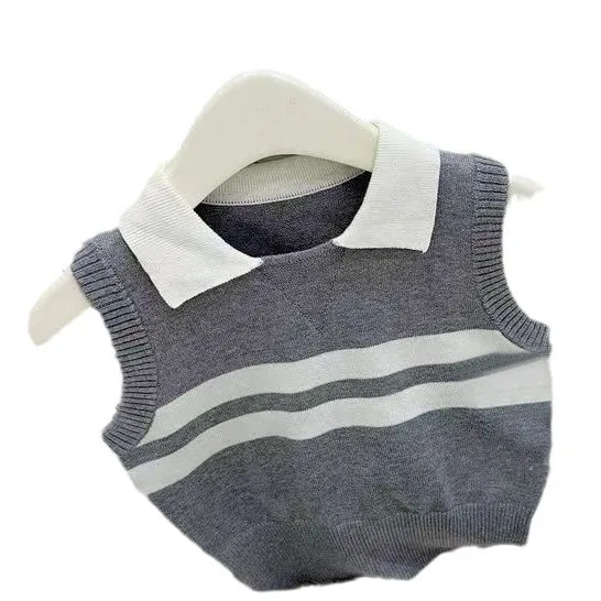 Summer Ins Baby Girls 2PCS Clothes Set Knitted Thin Sleeveless Polo Tank Top Pleated Solid Skirts Suit Kids Girls Outfits