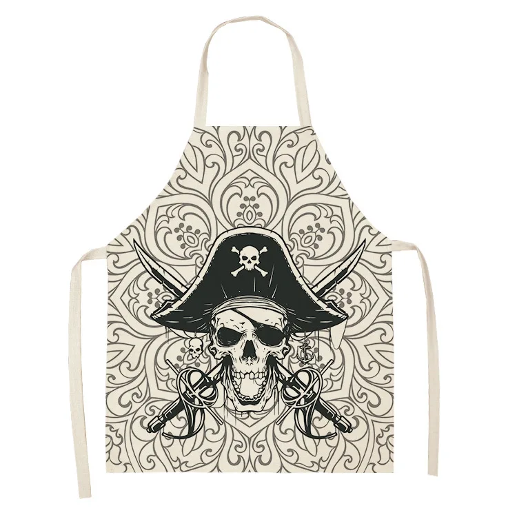 Abstract Character Avatar Skull Pattern Print Apron Woman Man Adult Child Bib Home Cooking Bakery Clean Apron Kitchen Accessorie