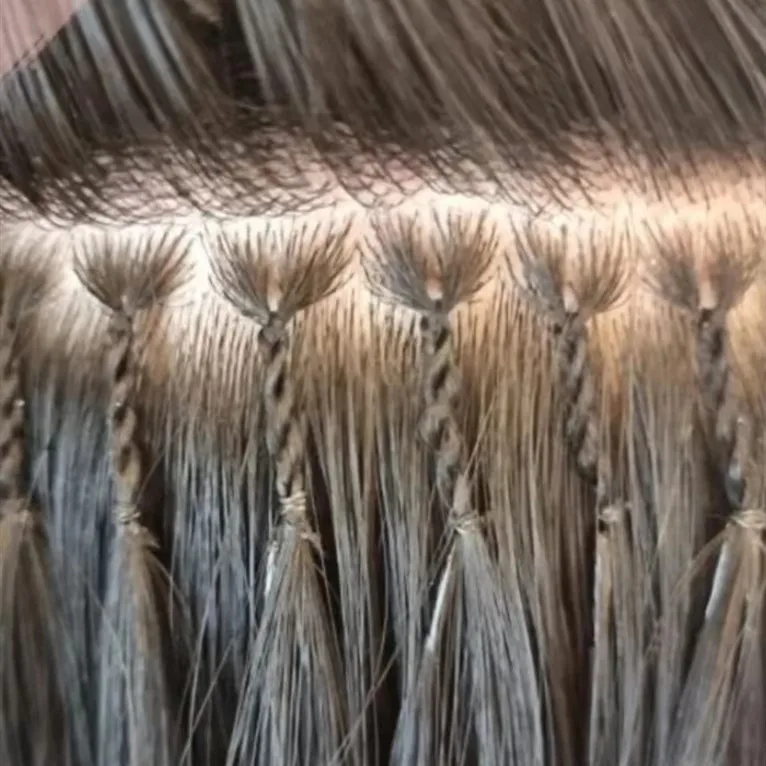 Prezzo di fabbrica di alta qualità 100% capelli umani vergini allineati con cuticole estensione dei capelli con linea di piume a doppio nodo