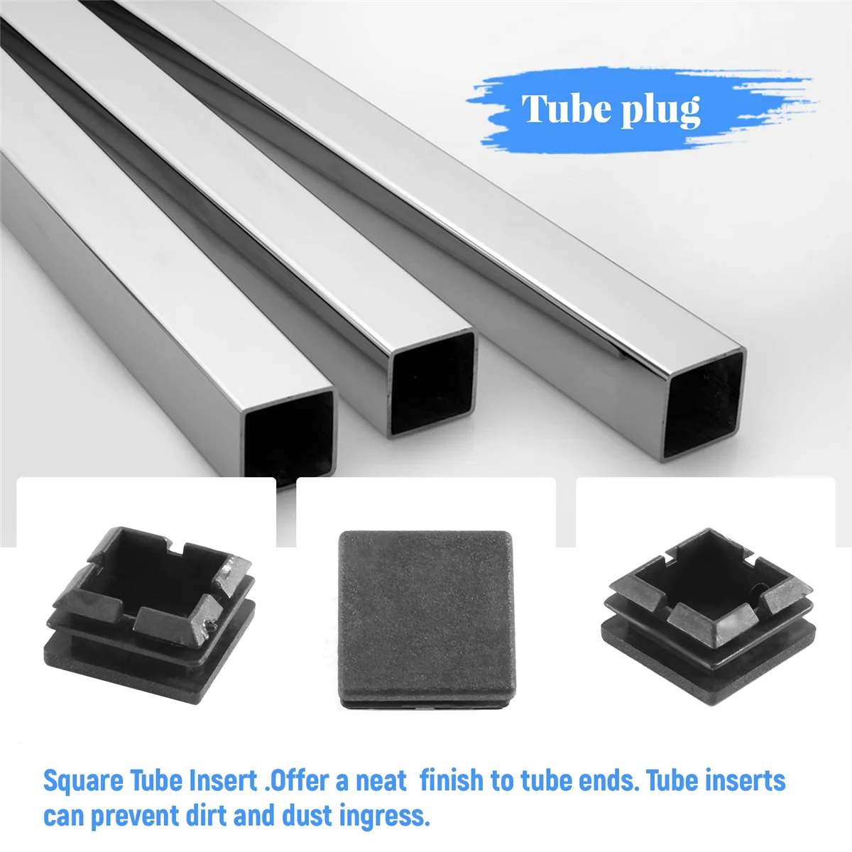 

NEW Square Table Chair Leg Tube Pipe Feet Insert Cap 25mmx25mm 20pcs Black