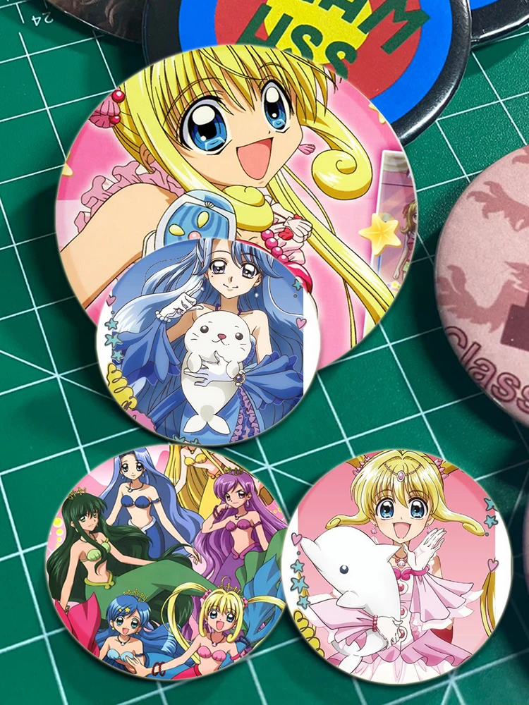 32/44/58mm Mermaid Melody Pichi Pin bros buatan tangan untuk pakaian kartun Cosplay lencana ransel Dekorasi hadiah perhiasan