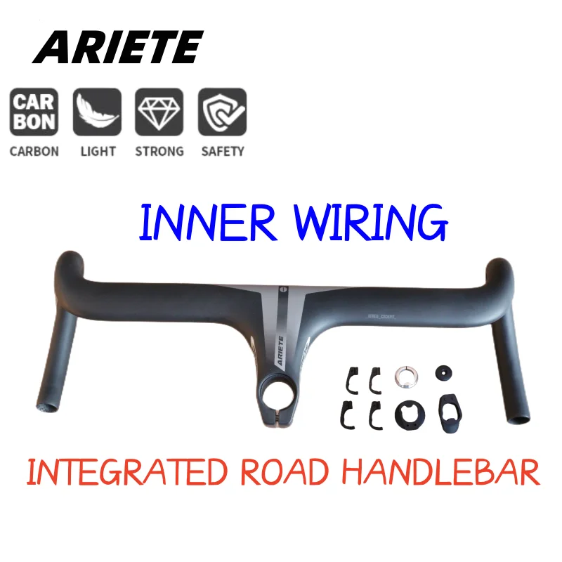 ARIETE Carbon Handlebar Intergrated Road Bike Integrated Handlebar Bicycle Cycling Handle Bar 380-440mm 460-520mm 80-110mm