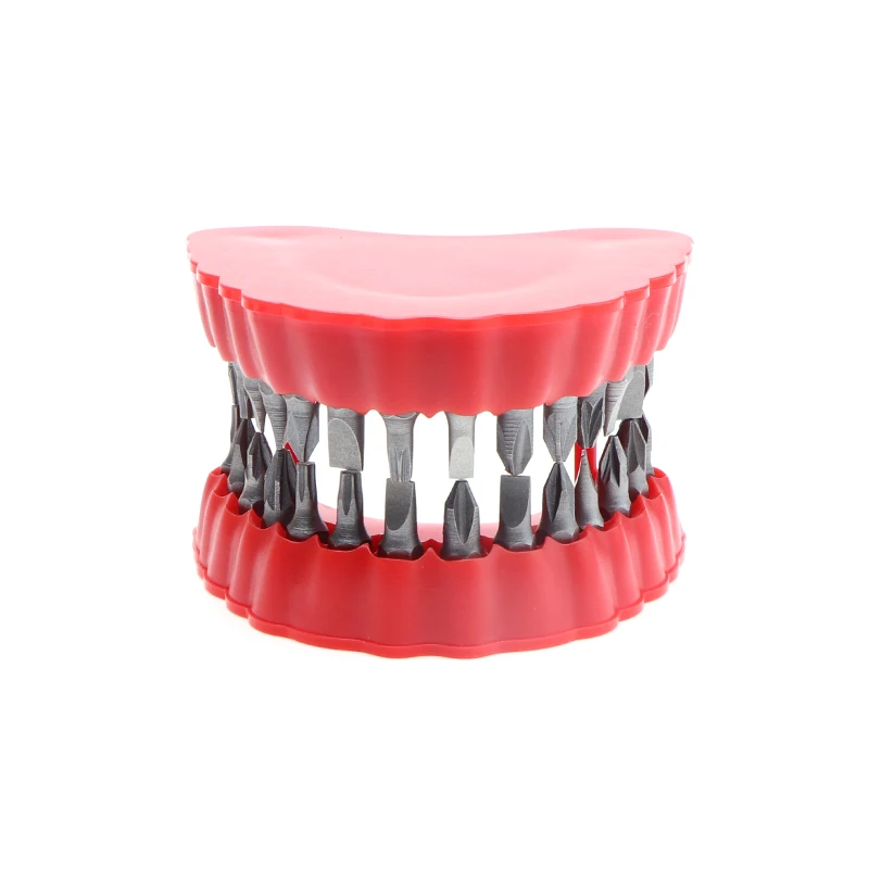 1Set Electric Screwdriver Drill Bit Denture Holder for Drill Teeth Model Design Fits 1/4 Inch Hex and Drive Bit Adapter