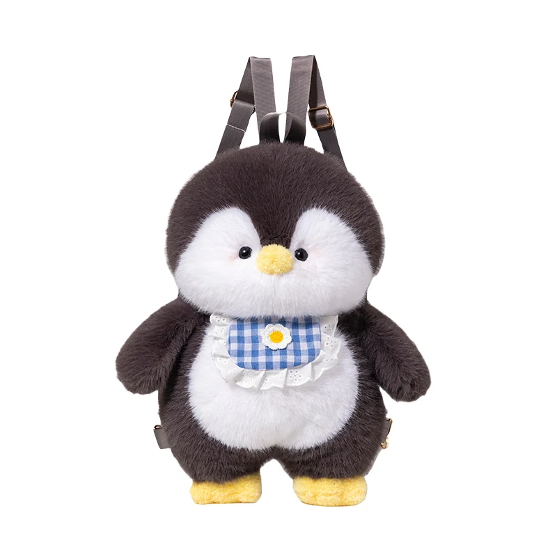 Pinguïn pluche rugzak pluizige slabbetje cartoon dierentas blauw roze zwart Plushie Peluche schooltas cadeau