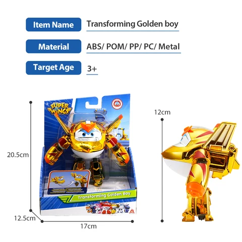 Супер-крылья (Super Wings) 5 дюймов: Трансформирующийся Травер, превращающийся из самолета в робота за 10 шагов, фигурки-трансформеры, детские игрушки, подарок