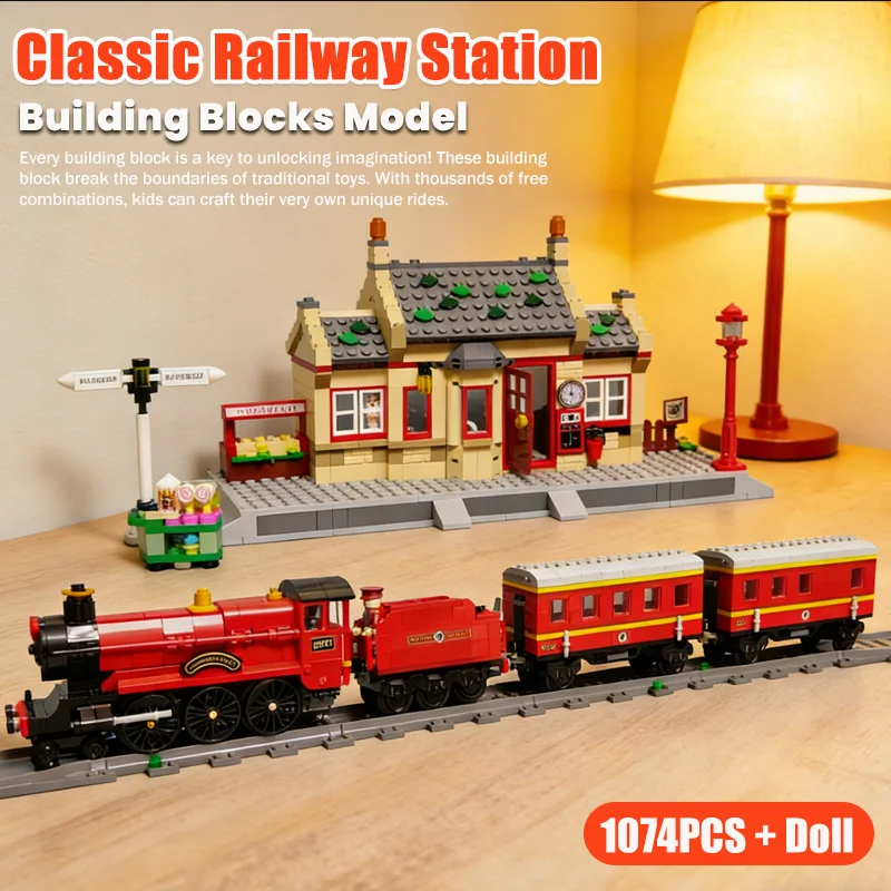 

Новый конструктор «Железнодорожный вокзал», 1074 детали, высокая сложность, развивающая игрушка-модель для детей и взрослых, подарок на Рождество
