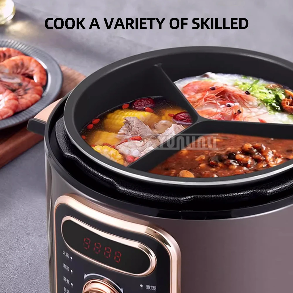 5L Cuiseur De Riz Electrique ثلاثة مقصورات جهاز طهي الأرز وعاء غير لاصق قدر الضغط الكهربائي