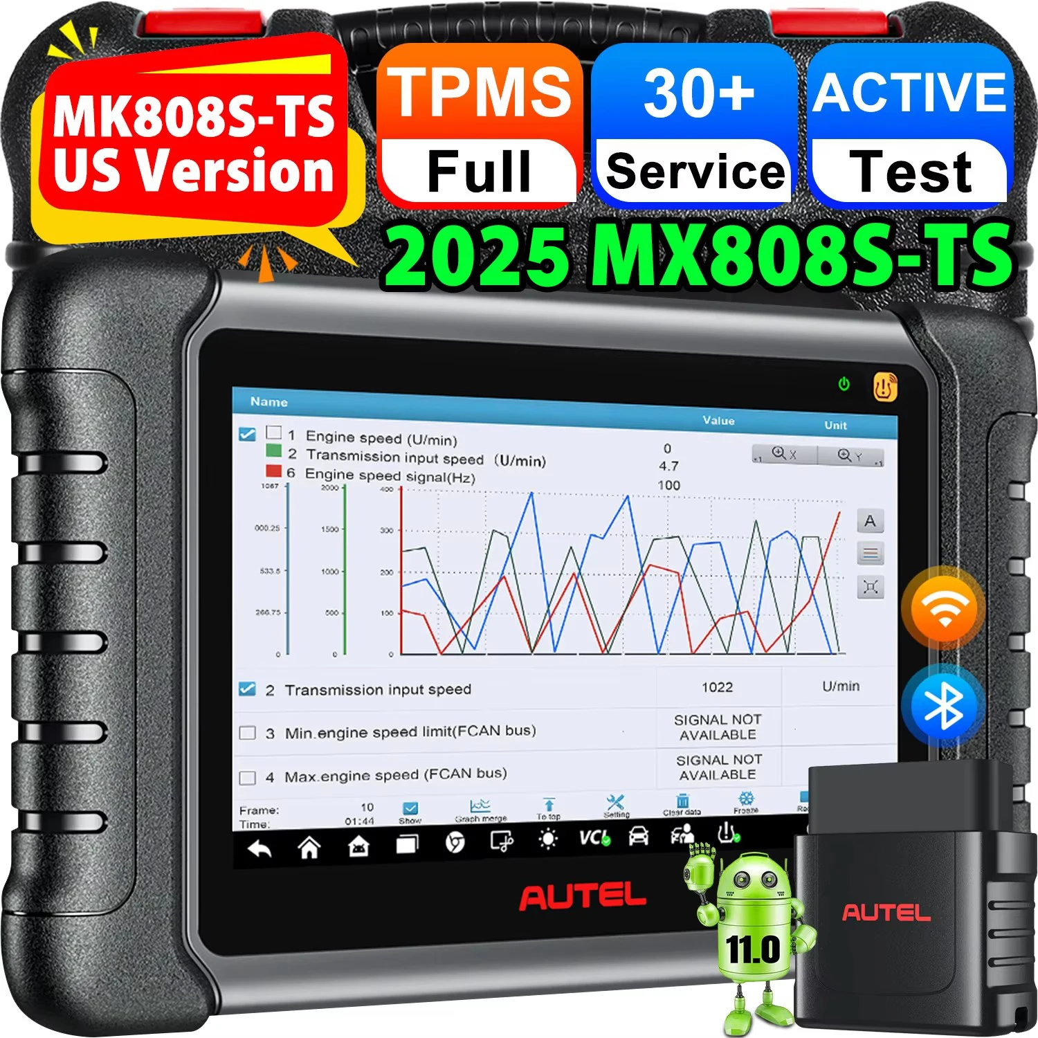 Autel MaxiCheck MX808S-TS OBD2 Bluetooth Scanner Car TPMS Diagnostic Tools Automotive Scanner Active Test 36+Service PK mk808sts