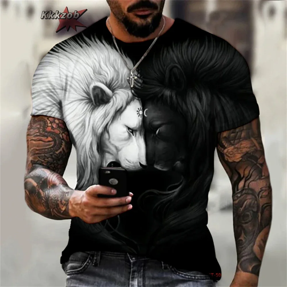 2025 Summer New Men's Shirt Tiger Animal Beast Fierce T-Shirt 3D Print Summer Oversized Tops Tees Men's Designer Clothes