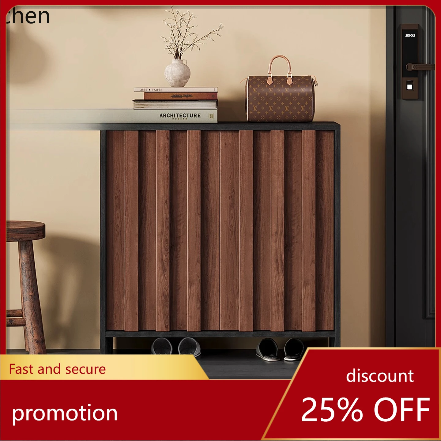 LXC Solid Wood Entryway Shoe Cabinet Home Doorway Entrance Cabinet Integrated Storage Layered Shoe Rack Storage Cabinet