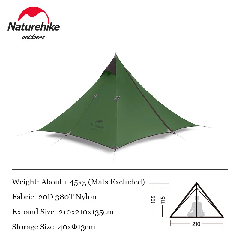 Naturehike 20D Nylon Ultralight Rainproof Tent Outdoor Camping Waterproof Teepee Tent Hiking Rodless Out Tent Winter Stove Tents