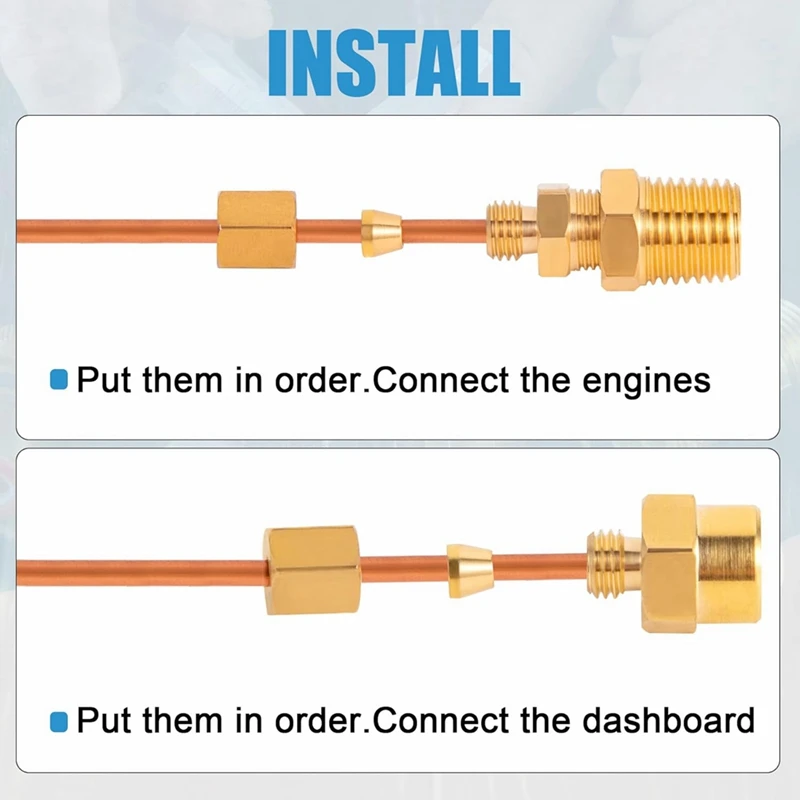 72Inch Oil Pressure Gauge Tubing Kit,Set Of Copper Tube With 1/4Inch X1/8Inch NPT,1/8Inch NPT Male