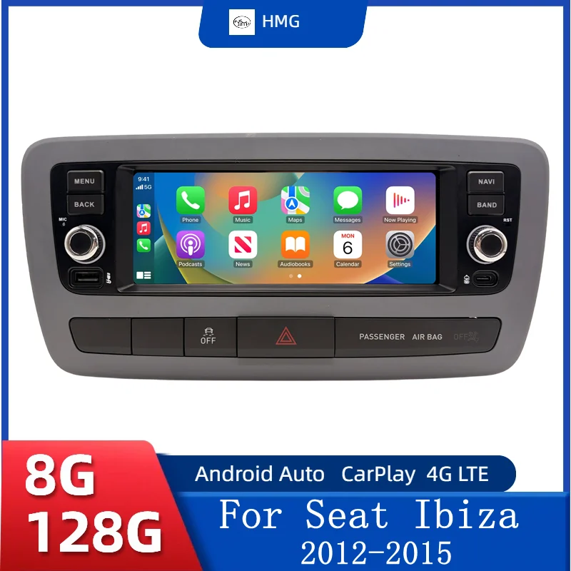 For Seat Ibiza 2012 2013 2014 2015 Android Auto Radio Car Multimedia Video Player GPS Navigation QLED Touch Screen Carplay WiFi