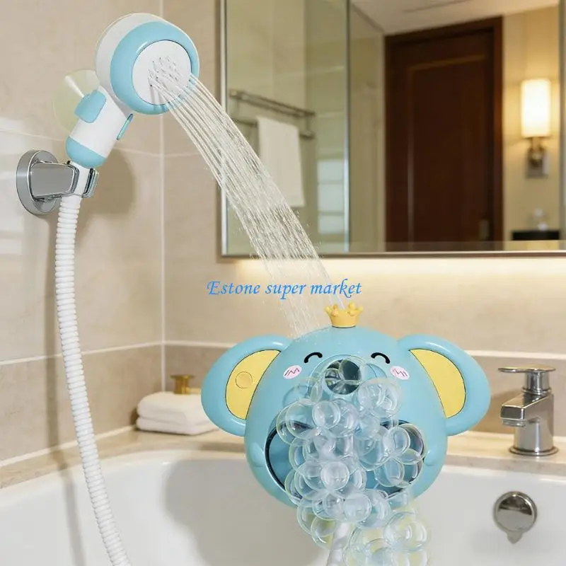 090B Interactive Baby Bath Toy Elephant Bubble Maker 5 Sprinkling Attachments