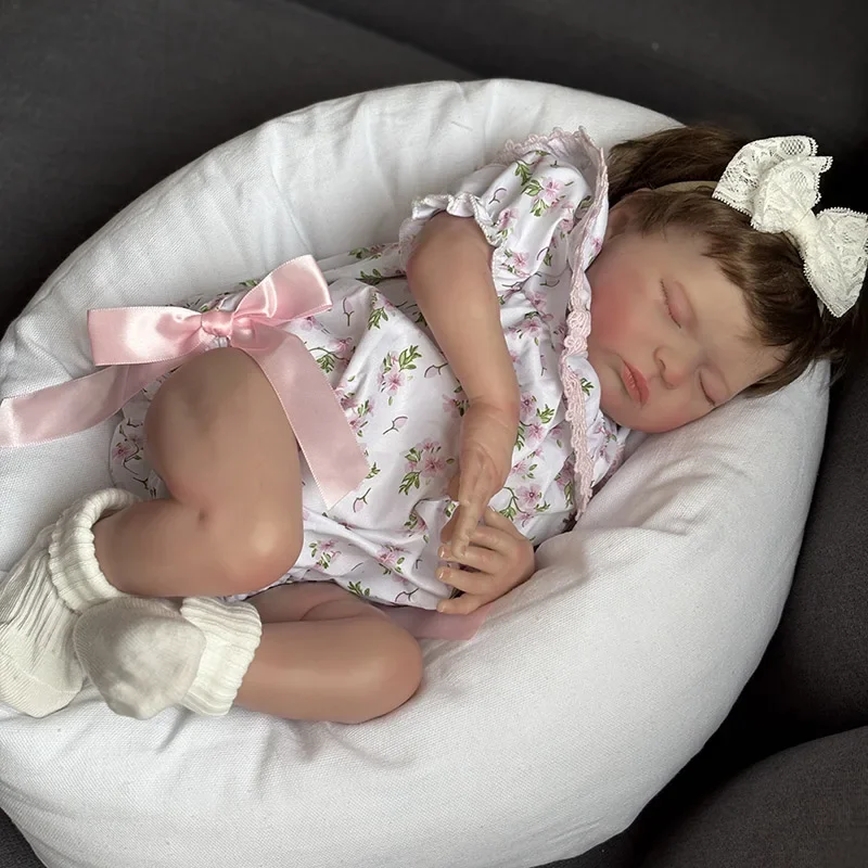 

Reborn Baby Doll Sleeping Baby Laura with Hand Rooted Hair Lifelike Soft Touch 3D Skin Visible