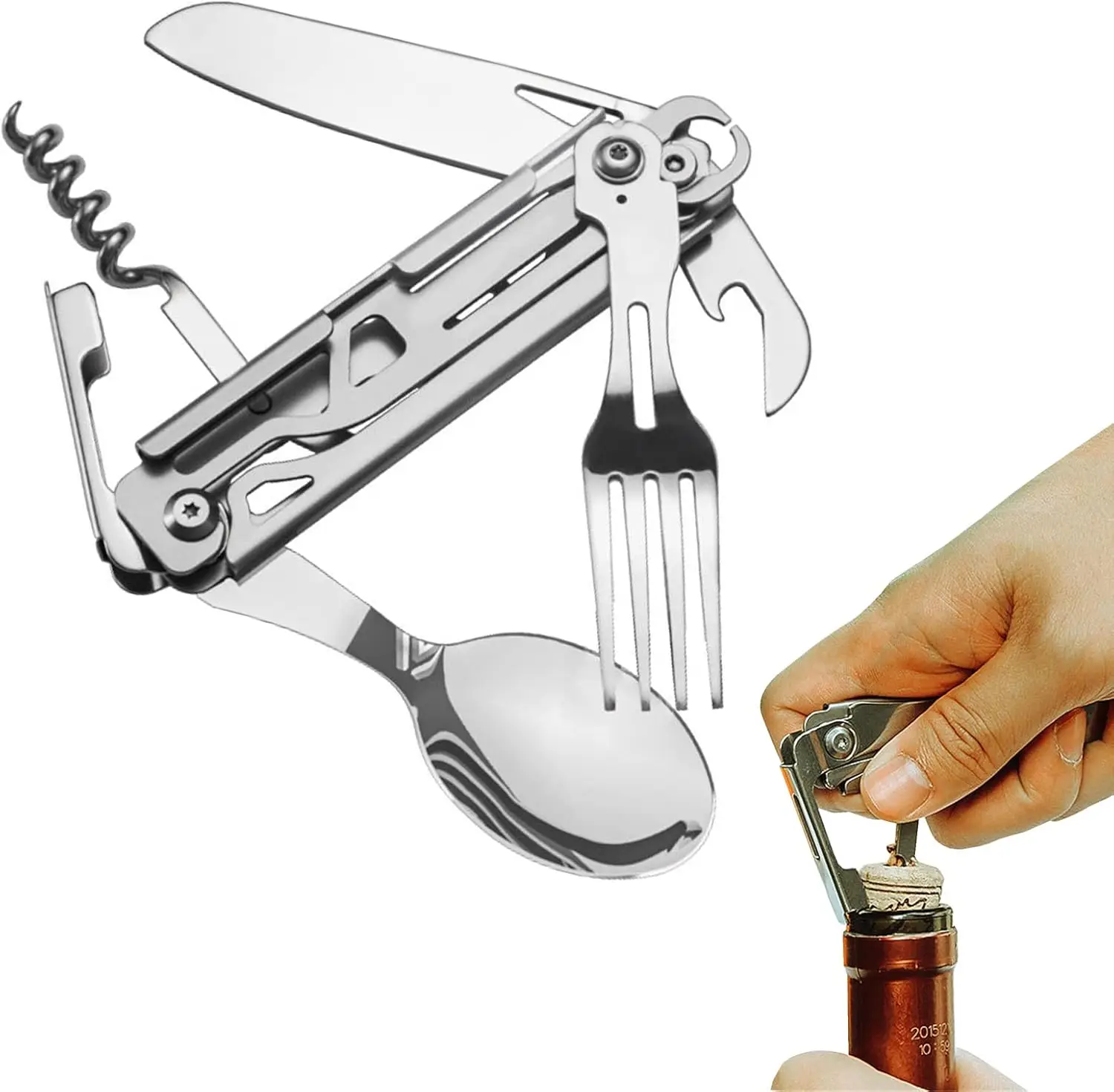 

Multifunction Tableware Set Camping Utensils Cutlery Portable Travel Utensil Foldable Knives Fork Spoon Bottle Opener
