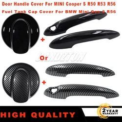 New Black or Carbon Fiber Door Handle Cover and Fuel Tank Cap Cover For BMW MINI R50 R52 R53 R55 R56 R57 R58 R59 car accessories