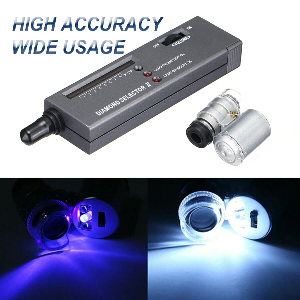 

LED Indicator Diamond Tester Pen and 60X Magnifier High Accuracy Diamond Selector Detector Gem stone Jewelry Testing Tool