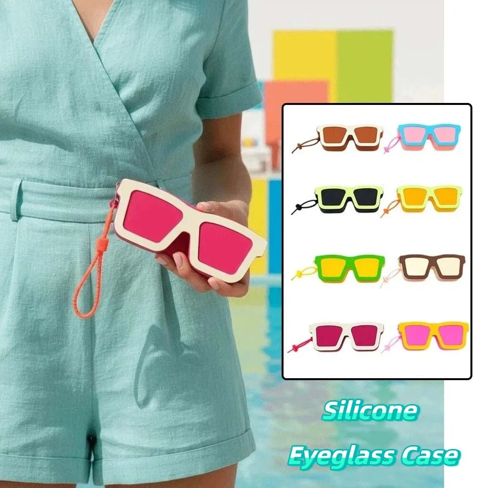 Vibrant Color Sunglasses Shaped Case Shockproof Shell Food Grade Silicone Glasses Bag Waterproof Soft Texture