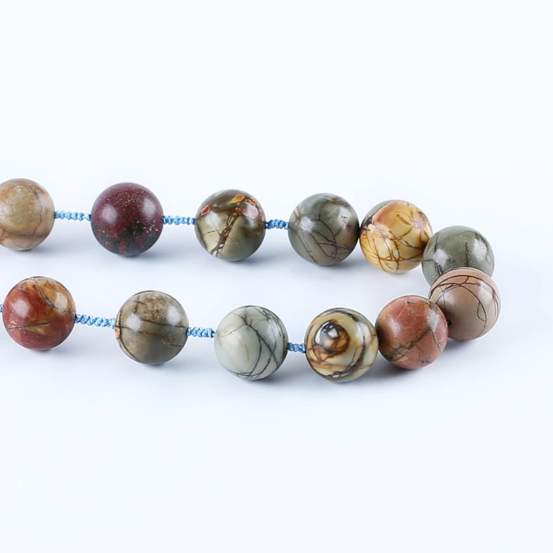 Fine Jewelry Natural Stone Multi-Color Picasso Jasper Necklace Accessories 16mm 19.6-28inch 139.5g