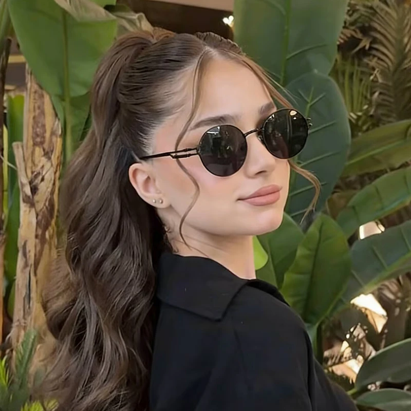 High-End Metallic Punk Round-Framed Sunglasses Brand Design Spring Steam Outdoor Sunglasses Women's Fashionable Casual Sunglasse