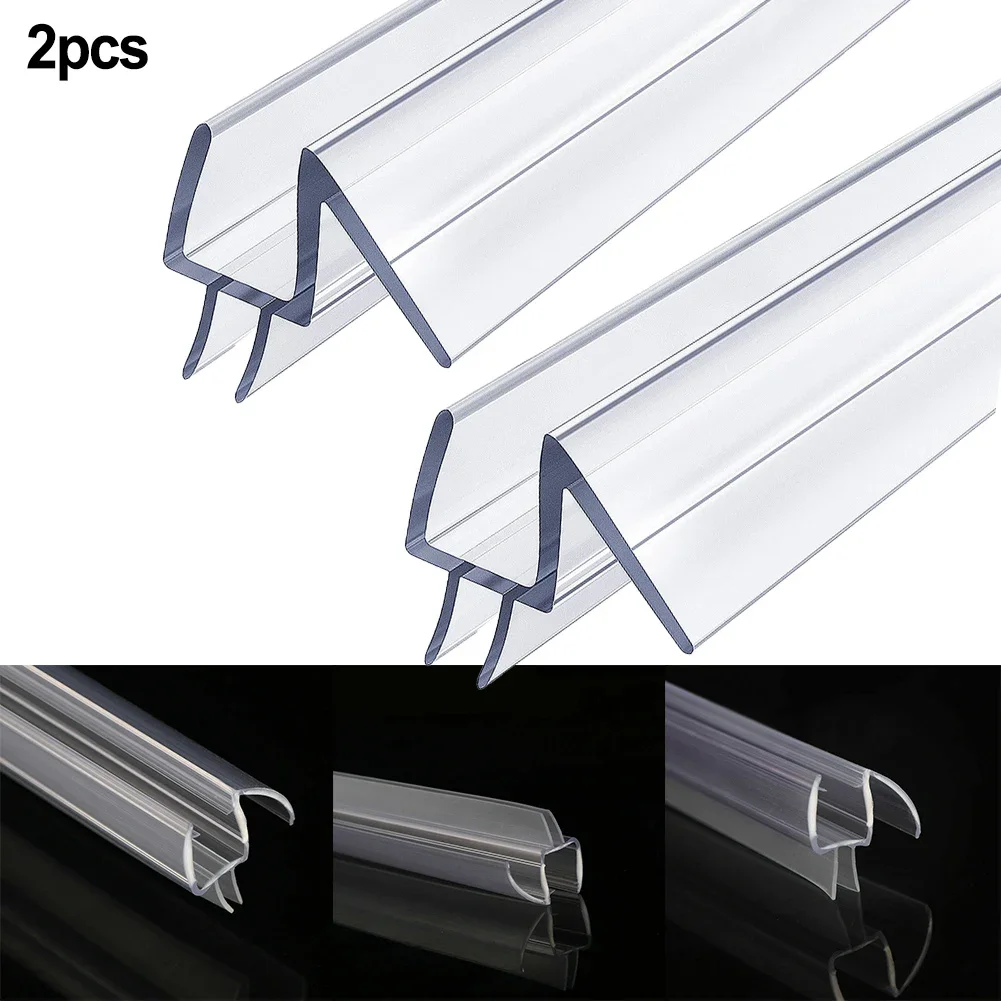 2pcs Shower Seal PVC Waterproof Hyaline Door Seal Rubber Strip Portable Window Glass Fixture Accessories Household Bathroom