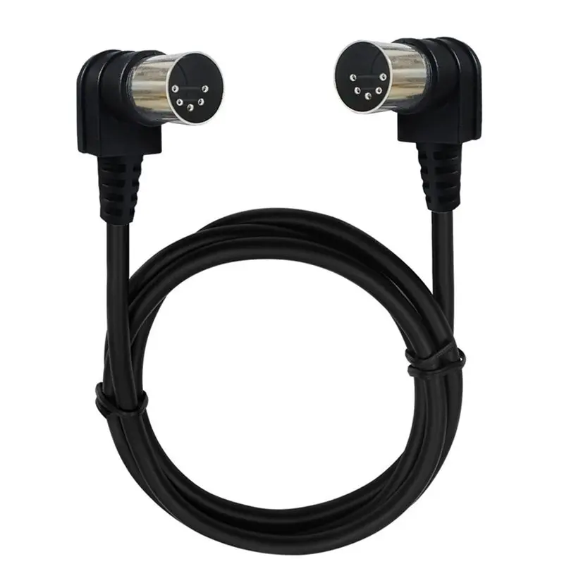 AS95 MIDI Cables 2 Pack 3.2FT Right Angle 5 Pin Male to Male, Low Profile Cable for Keyboard Synthesizer