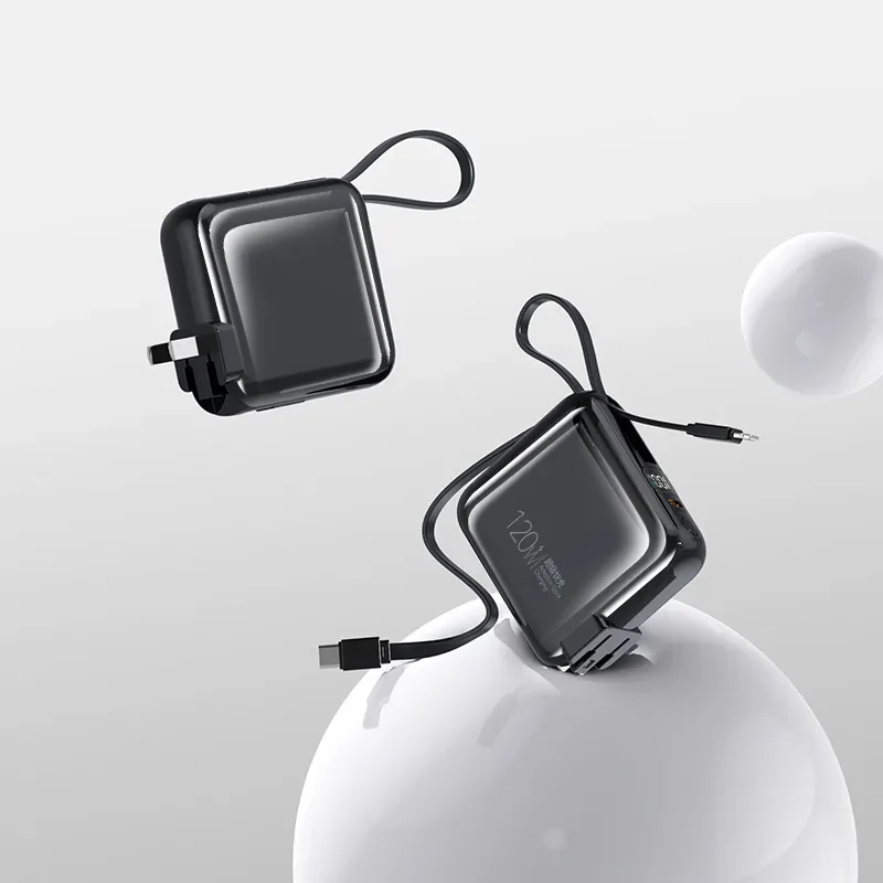 Mini Power Bank 20000mAh 120W Fast Charging Powerbank with Cable Plug Wall Charger for iPhone 16 Huawei Xiaomi Samsung Powerbank