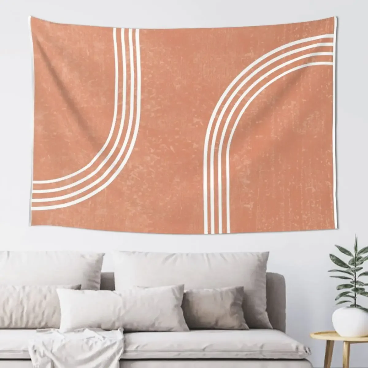 Mid Century Modern 2 - Geometrical Abstract - Minimal Print - Terracotta Abstract Burnt Sienna Tapestry Home Supplies Tapestry