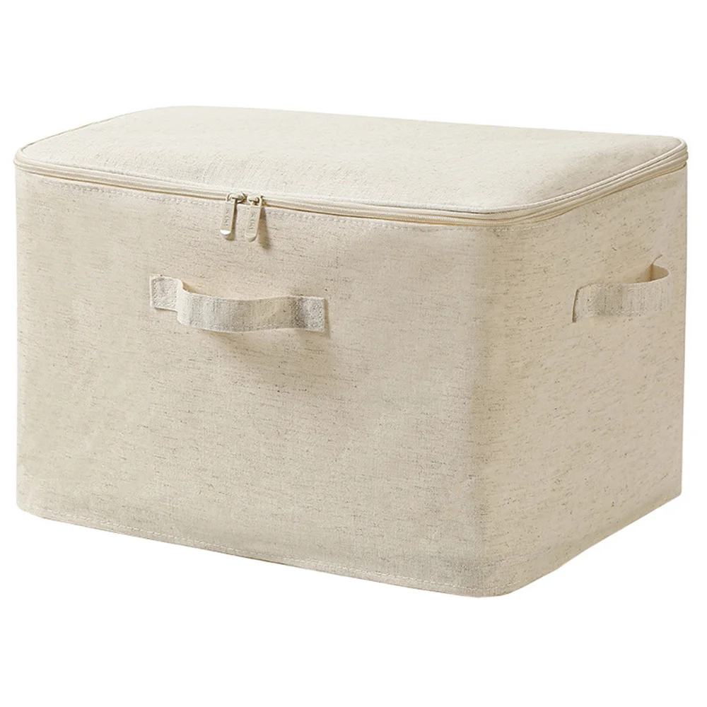 Foldable Storage Bins With Zipper Lid Storage Boxes With Handles PP Plastic Board  Lidded Cotton Linen Fabric Home Cubes Baskets