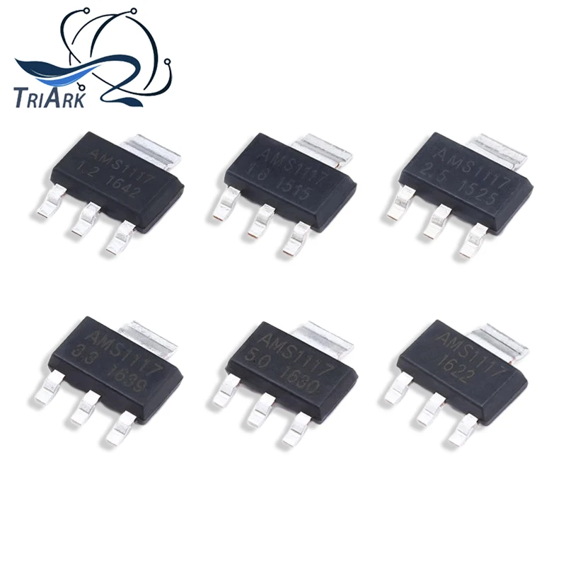 50pcs AMS1117-3.3 AMS1117-5.0 AMS1117 3V3 AMS1117-1.2 AMS1117-1.5 AMS1117-1.8 AMS1117-2.5  AMS1117-ADJ SOT-223 Voltage Rugulator