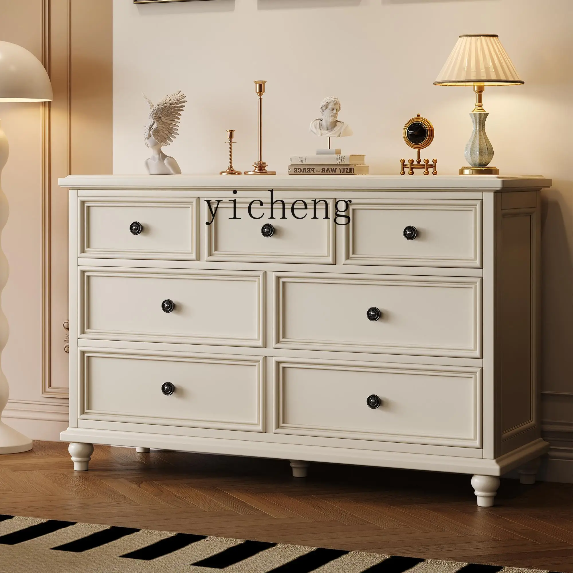 ZZ country drawer combination nine chest cabinet bedroom locker large capacity seven bucket white pure solid wood storage