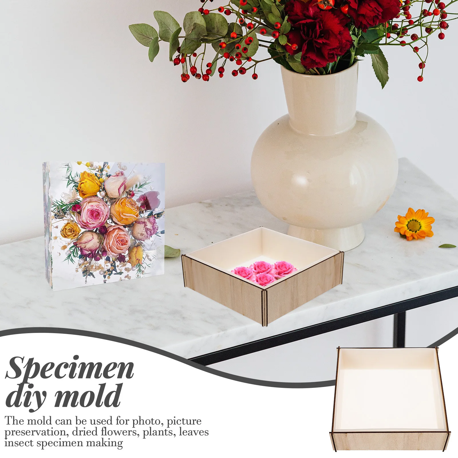 

1Set Square Silicone Mold Reusable Flexible DIY Craft Mold for Resin Soap Dried Flower Specimen Bookend Decoration