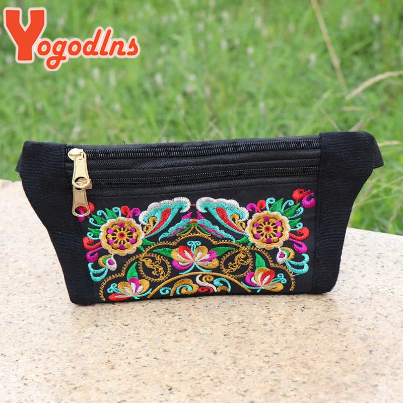 Yogodlns nuova borsa ricamata etnica donna nazionale Vintage ricamo signore marsupi donna borsa a tracolla Hip marsupio