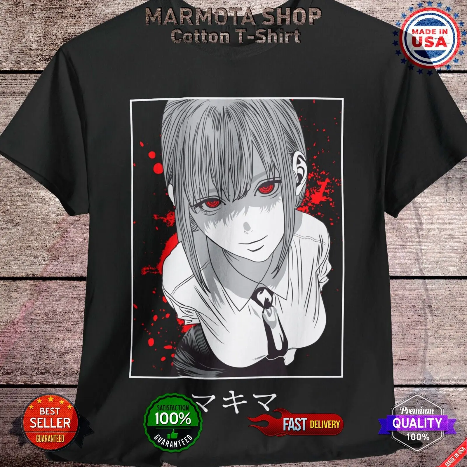 Power Waifu Ecchi Shirt Chainsaw Man Anime Tee T-Shirt Sexy Makima Kawaii Devil