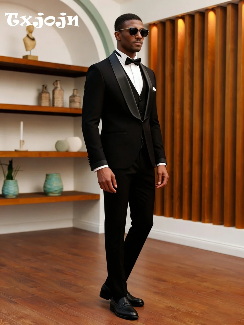 طقم بدلة رجالية كلاسيكية سوداء لبدلة الزفاف أنيقة واحدة الصدر سترة السراويل أنيقة رجال الأعمال رفقاء العريس سهرة رسمية