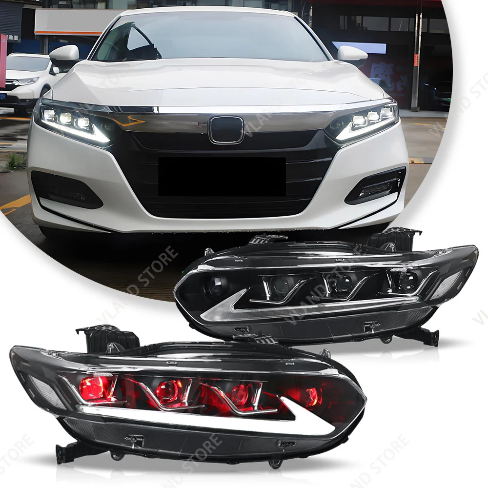 Vland LED Headlight Assembly Dual Beam Projector Lens Aftermarket Replacement For 2018-2022 10TH Gen Accord Plug And Play
