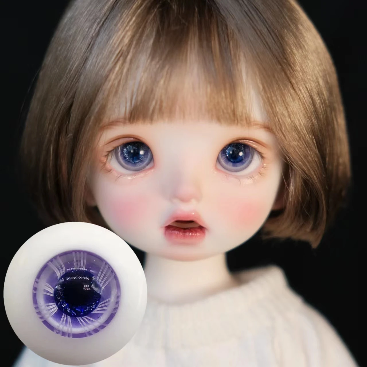 BJD Doll eye is suitable for 1/31/41/6 size 16mm fashionable purple flashing grain glass eye small iris for men and women